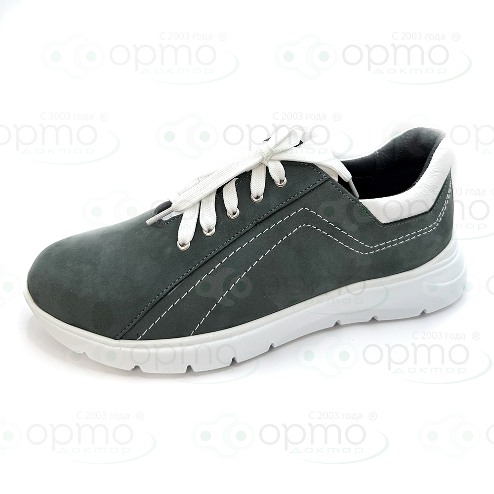 М-9406Ш Ортопедическая обувь сложная полуботинки спортивные мужские (45 серый нубук/белый)