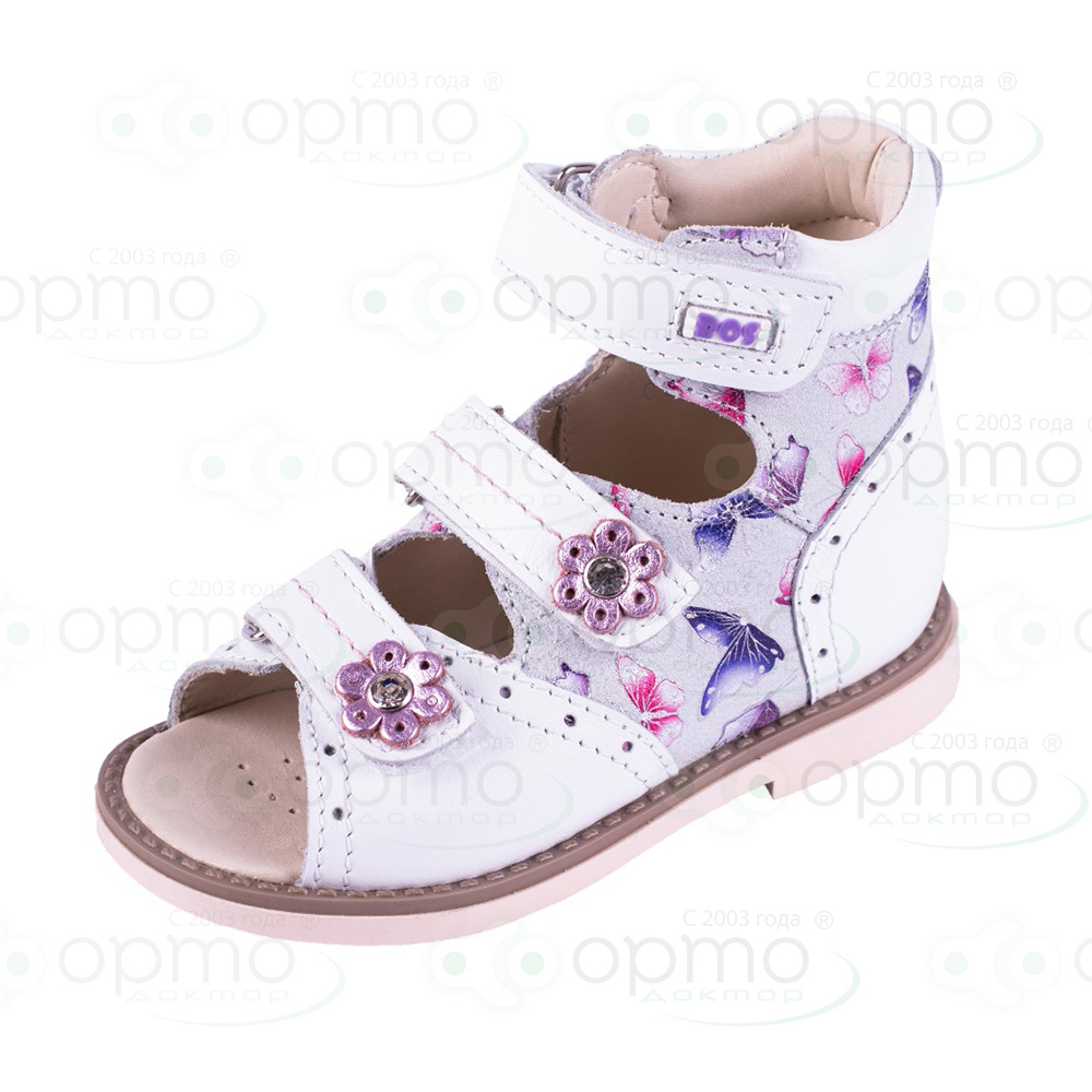 Сандалики высокие белые с бабочками 032-011 (35)