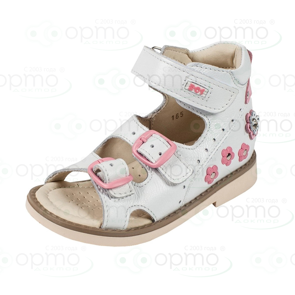 Сандалики белые с цветочками 165-01 (36 белый)